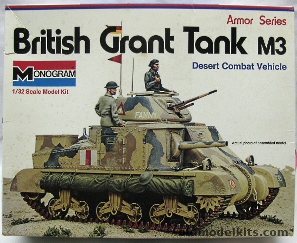 Monogram 1/32 British Grant M3 Medium Tank - With Diorama Instructions, 7535 plastic model kit
